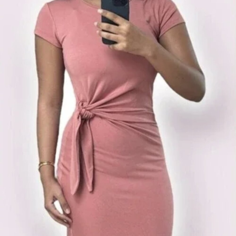 Aritzia Wilfred Fortune Earthen Red Tie Front Midi Dress Size S